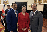 Roger Ramsammy, Claudia Dobles, first lady of Costa Rica, and UAlbany President Havidán Rodríguez 