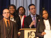 Student Affairs VP Michael Christakis is surrounded by studen winners of the 2017 President's Award for Leadershio