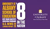 A poster boasts of UAlbany's School of Education ranking