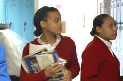 High school student with books