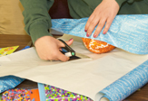 cutting gift wrapping paper