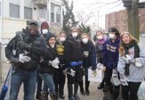 Students and staff on the Interfaith Center volunteer trip to Rockaway, Queens.