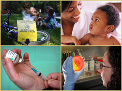 Four images showing UAlbany's School of Public Health at work in the world.