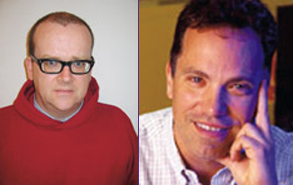 From left, artist Matthew Higgs and archaeologist Peter Lacovara