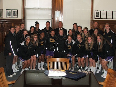 Women's lacrosse team meets with mayor Jerry Jennings