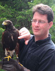  Ewan McNay holds a kestrel during a falconry course he took.