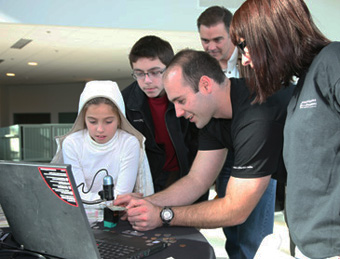 UAlbany professor of nanosciences Nathaniel Cady conducts a demonstration at NANOvember Community Day in 2009