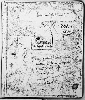 Manuscript cover page for Caroline Norton's unpublished first novel.