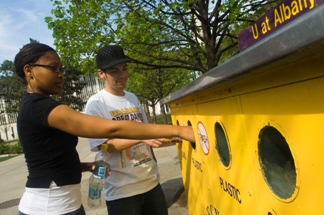 More students and faculty are recycling at UAlbany. 