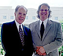 New York State Writers Institute founder and Executive Director William Kennedy with Institute director Donald Faulkner.