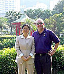 Business professor Ping Ping Fu with John Pomeroy at the "Chinese University" in the New Territories, Hong Kong.