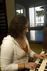 UAlbany sophomore Leah Rotella explores the carillon keyboard