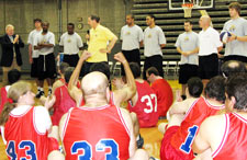 University at Albany President Kermit L. Hall welcomes 33 Special Olympians to the RACC.