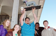 Indian Quad recycling contest winners celebrate their victory as the "greenest" Quad on campus