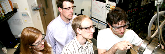 CNSE Students and professors work on a nanotechnology device