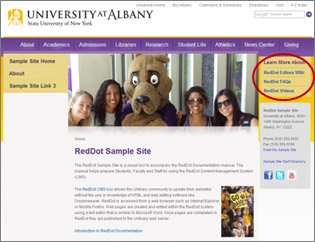 Example of a web page with a right column link box
