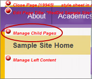 Manage Child Pages red dot
