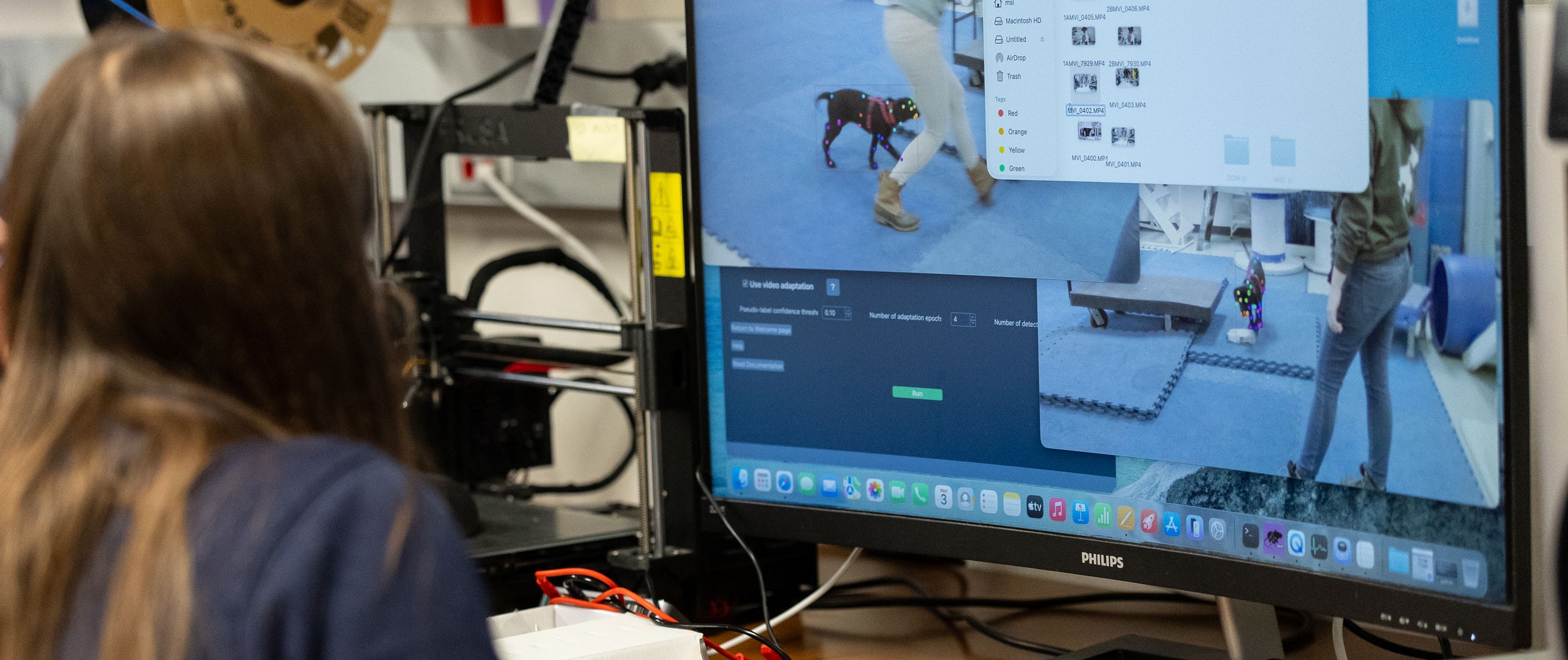 A Mobile Sensor Lab student looking at a computer screen.
