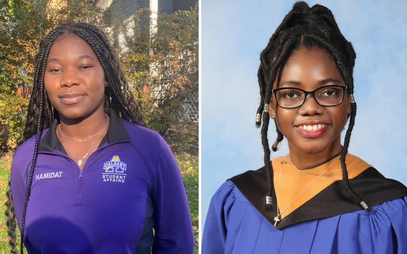 Portraits of Fall '21 Student Support Team members Hamidat Adeyi (left) and Irene Kyei (right).