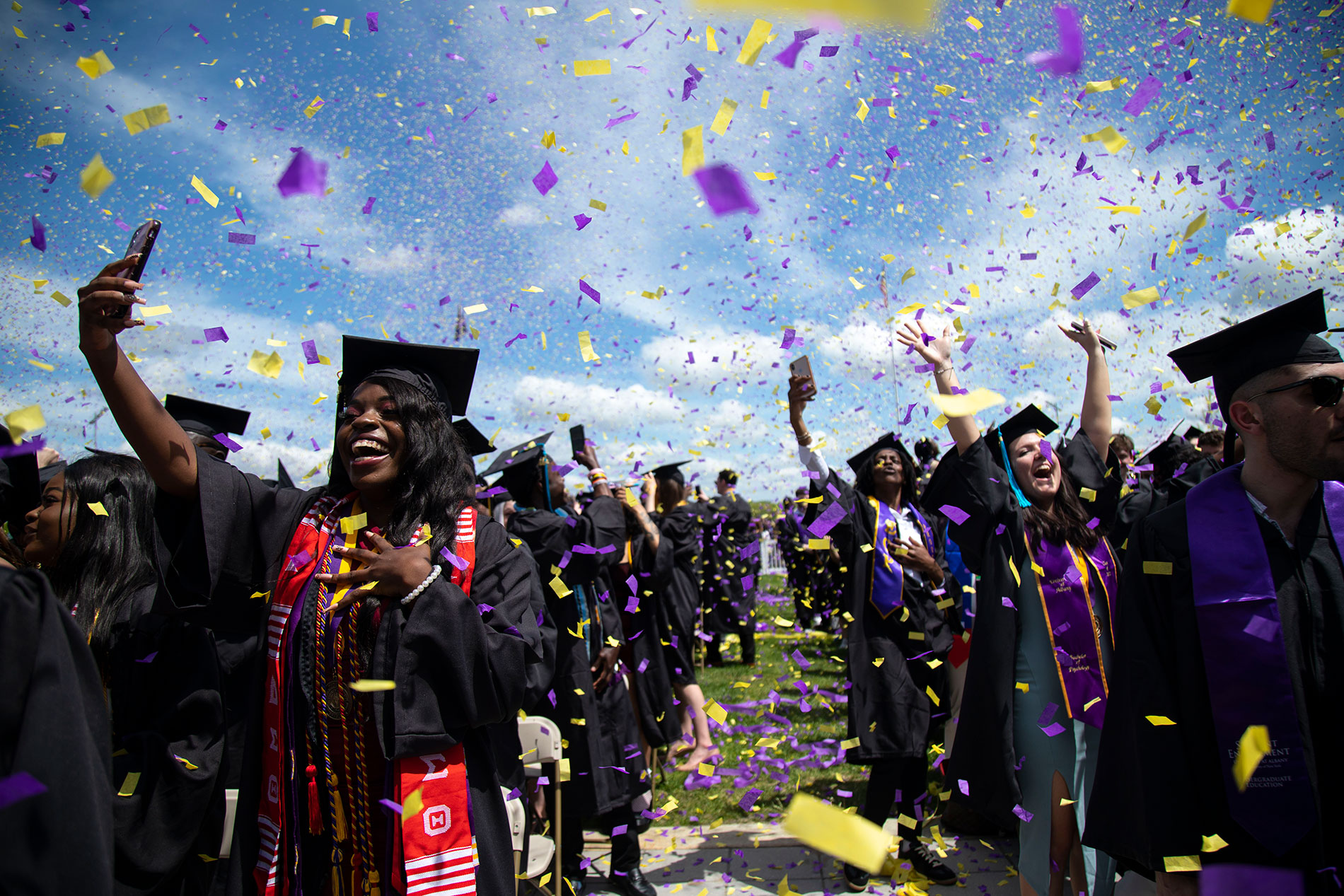 Students celebrating at commencement