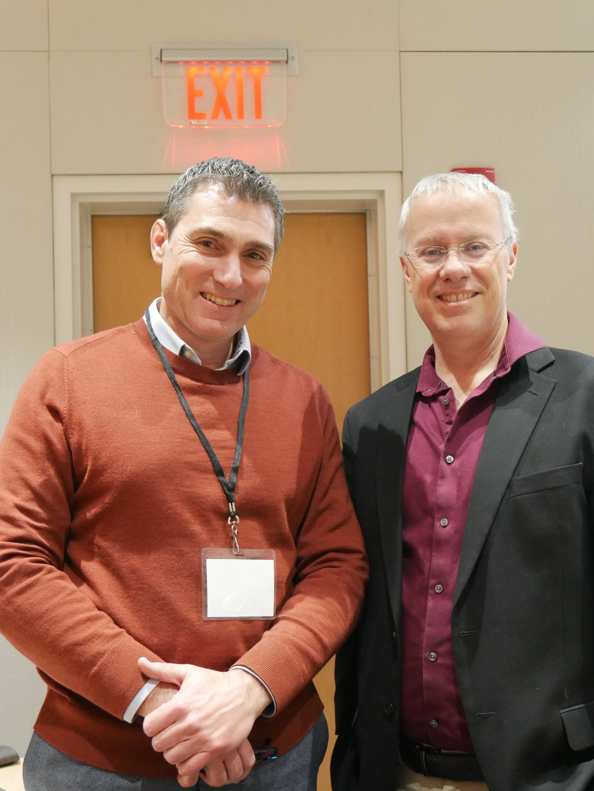 Emmanouil Anagnostou and Chris Thorncorft stand for a photo during the recent meeting with the WISER Industry Advisory Board meeting.