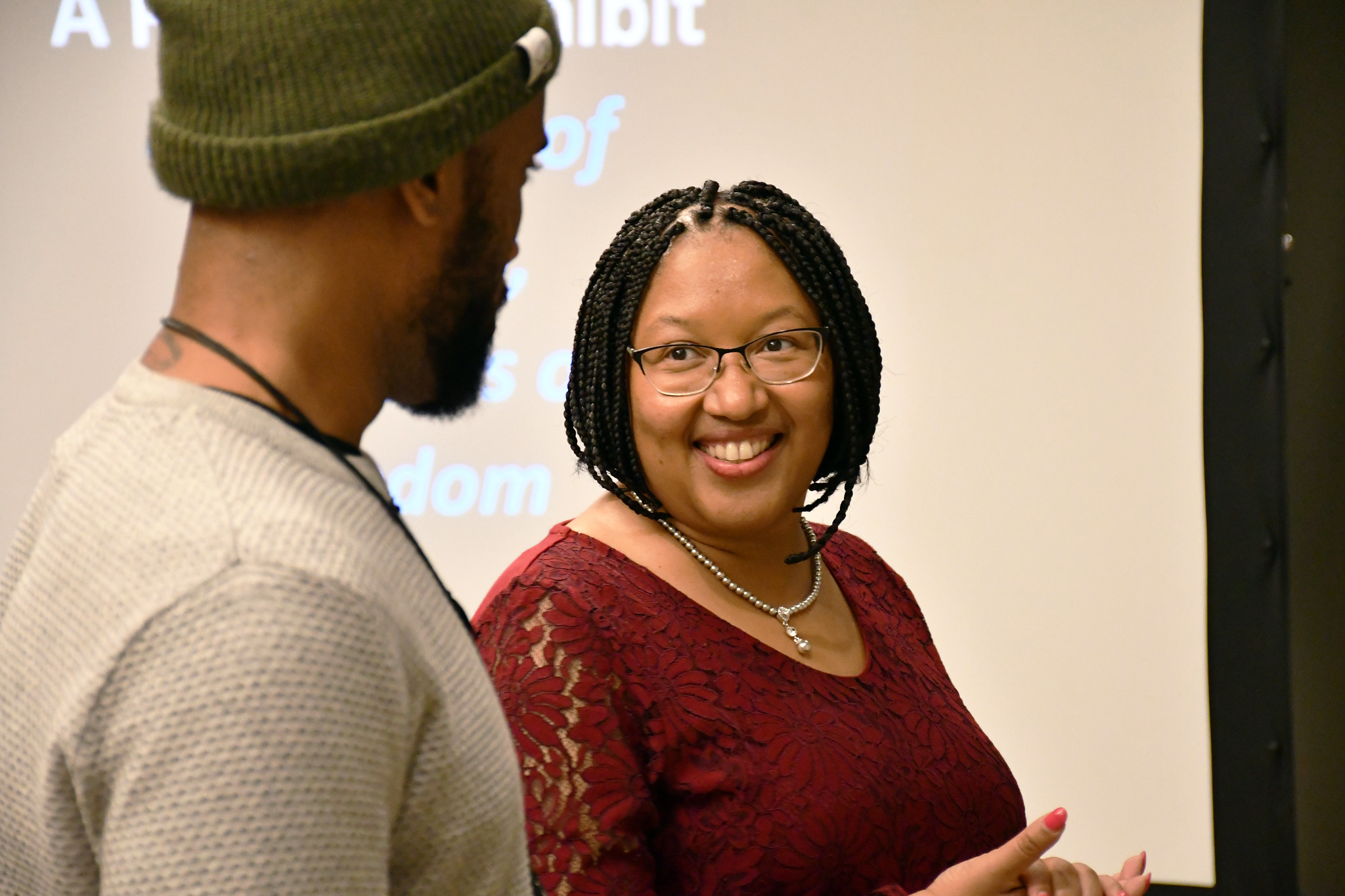 WGSS Chair Janell Hobson at her Harriet Tubman pop-up exhibit, November 2019