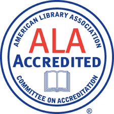 ALA Logo with the words, American Library Association, ALA Accredited, Committee on Accreditation.