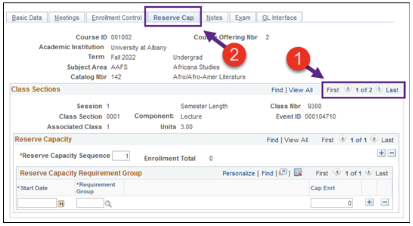 A screenshot of the PeopleSoft page, showing the actions described above in Step 3.