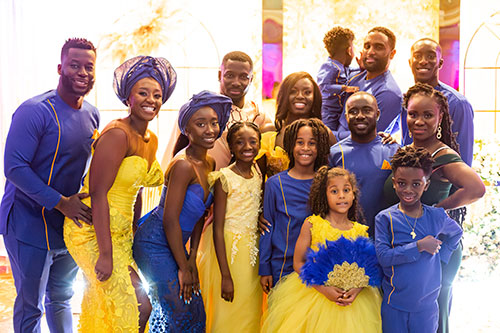 Emmanuel Berkoh (top right) recently celebrated his sister’s wedding with the entire family.