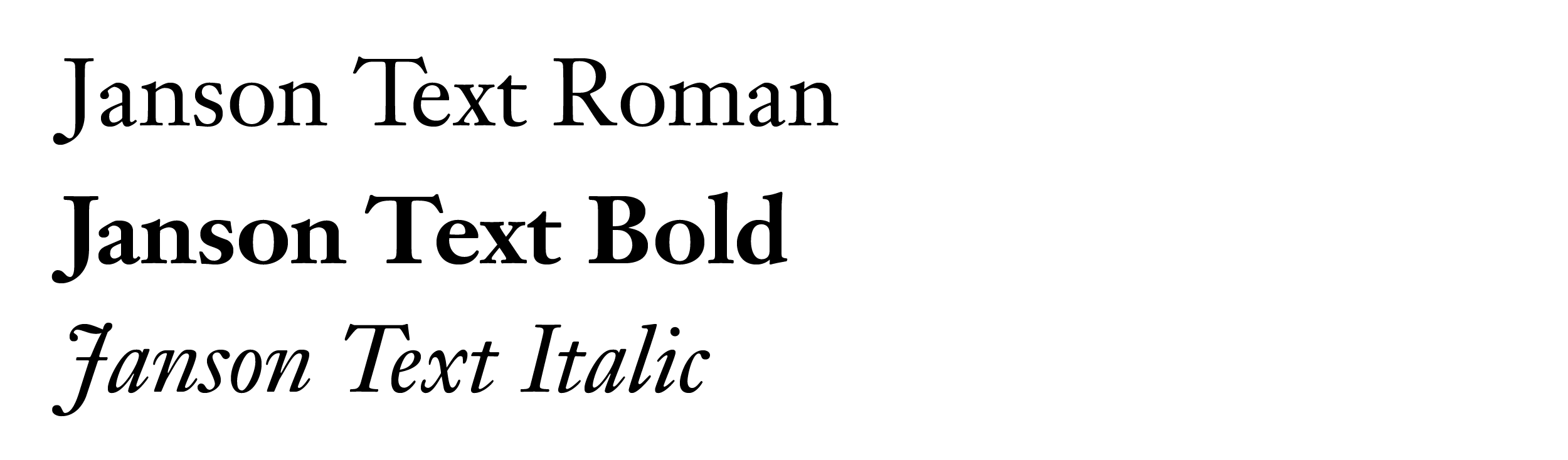 Examples of: Janson Roman, Janson Bold and Janson Italic