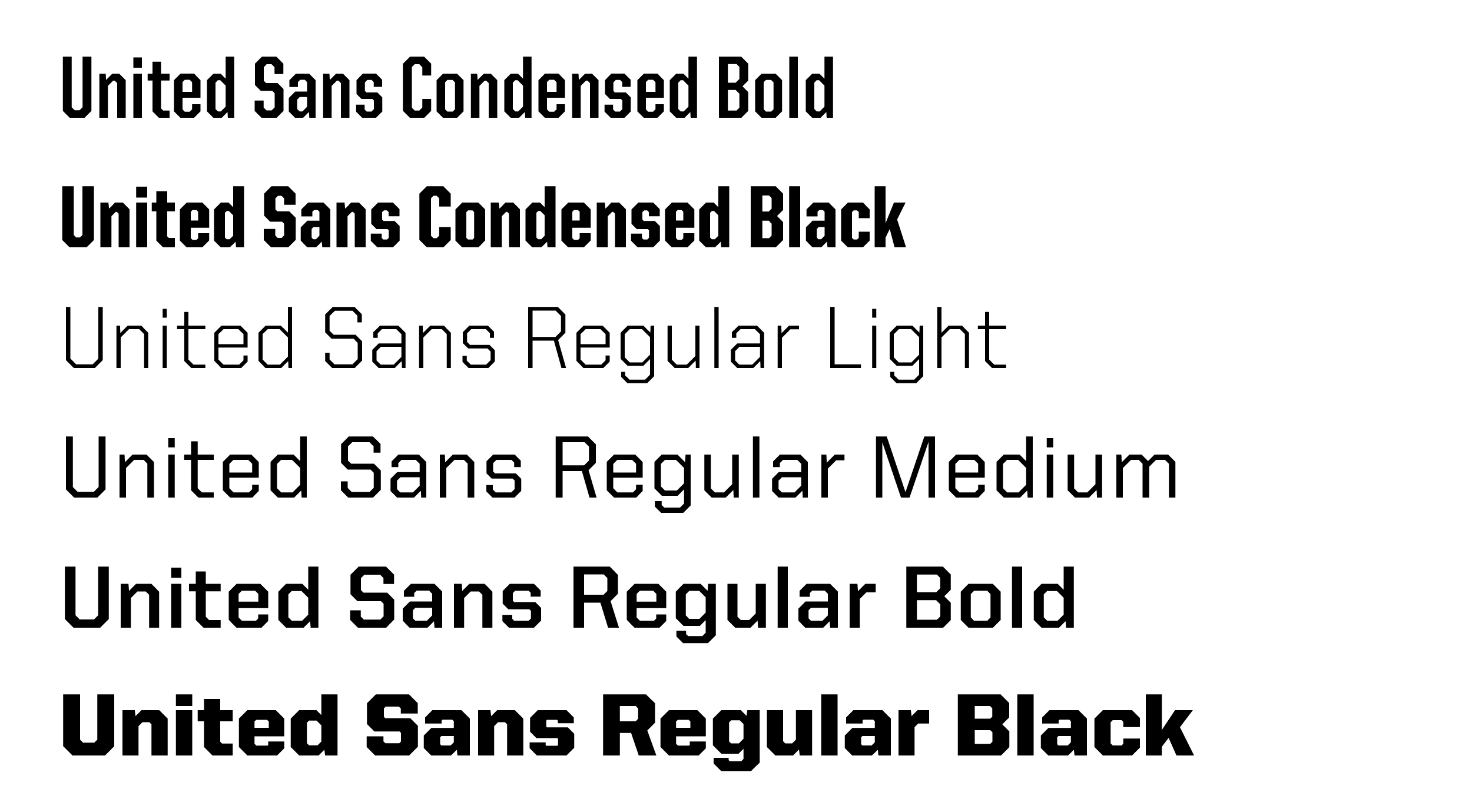 Samples of the font United Sans, used on the Athletics website.