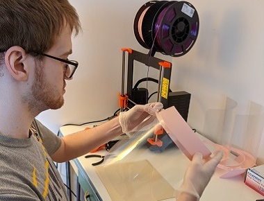 CEAS senior Ian Walter is makes and assembles three-piece medical face shields.