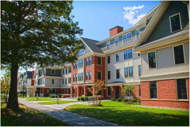Unity Apartments on a bright, sunny day.