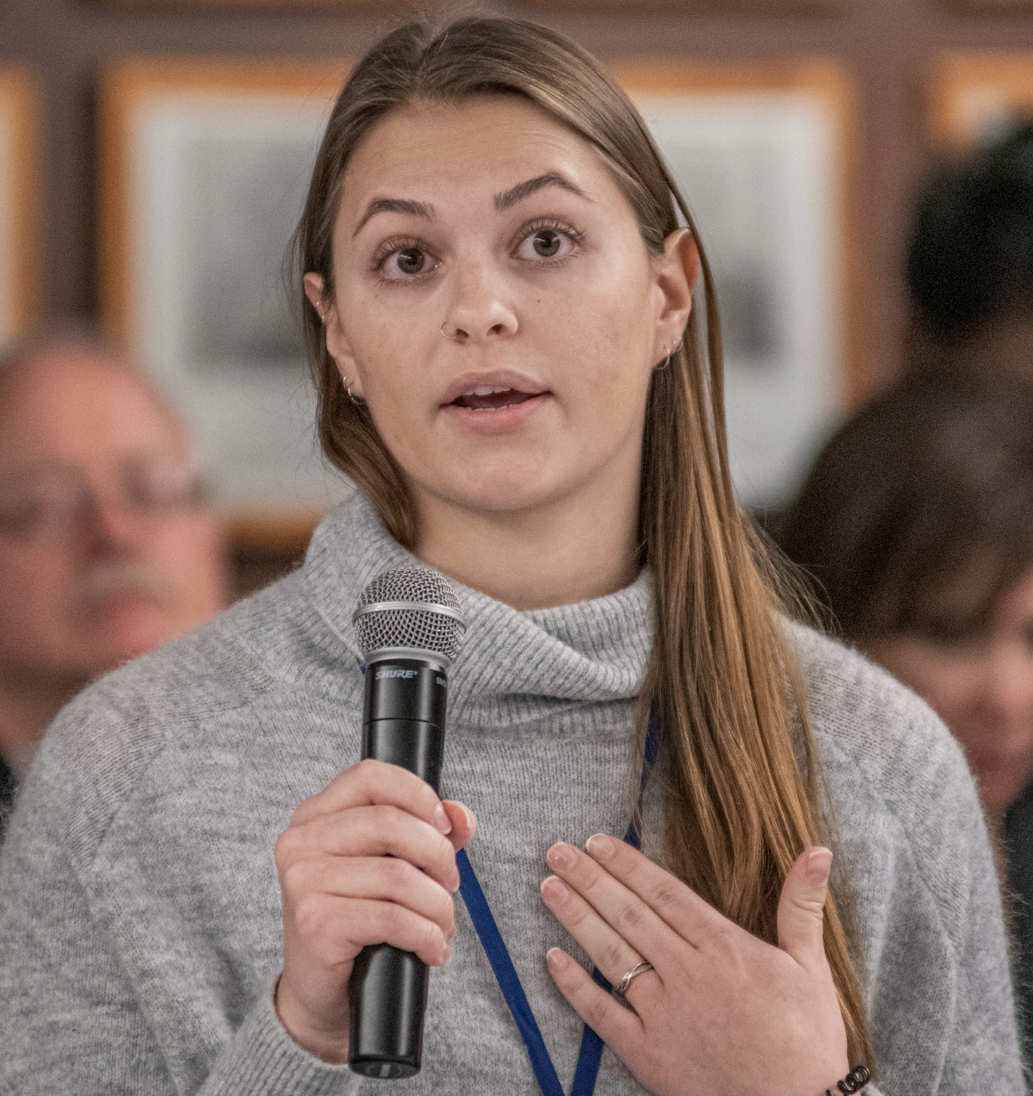 student Fern Mills talking at the roundtable