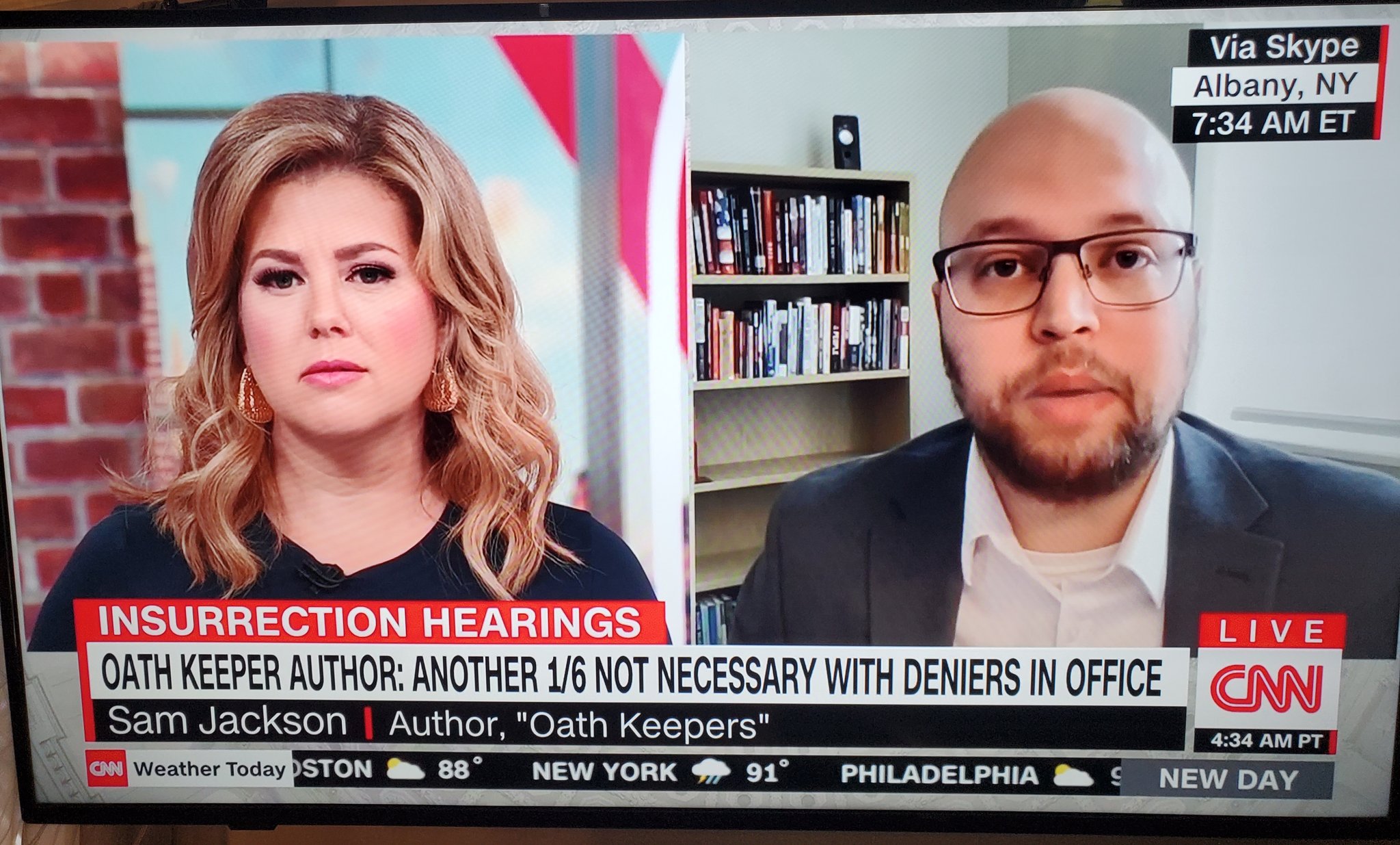 A screenshot of Sam Jackson live on CNN's New Day.