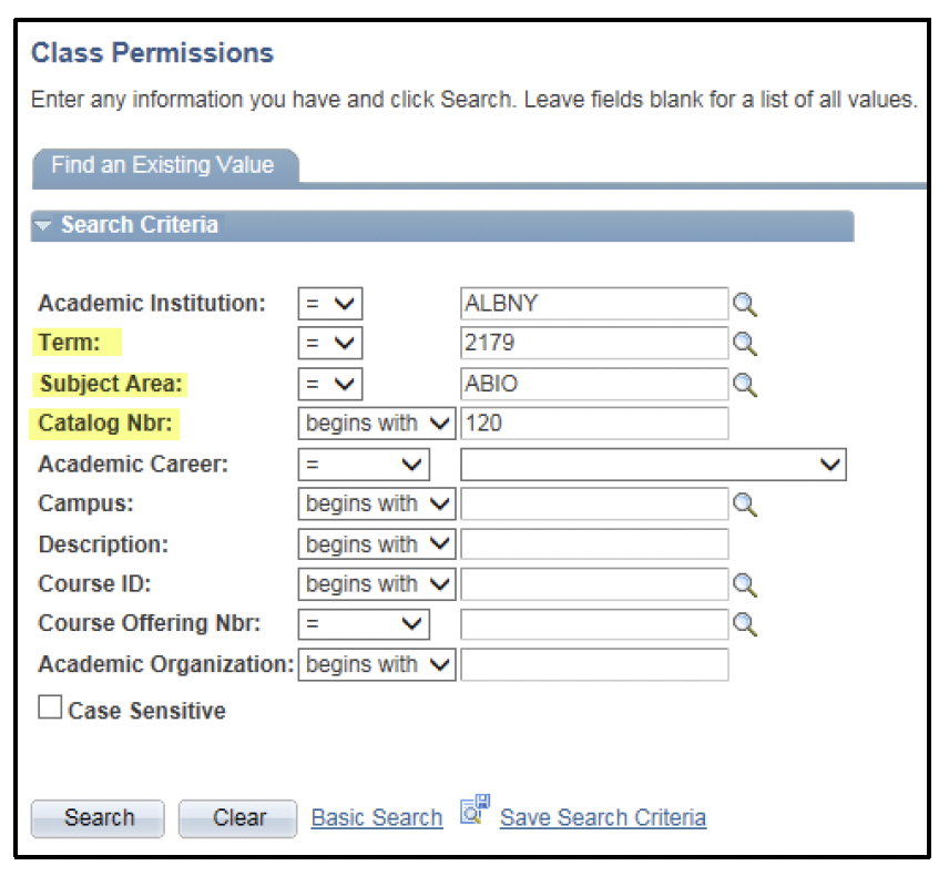 A screenshot of the PeopleSoft page, showing the actions described above in Step 7.