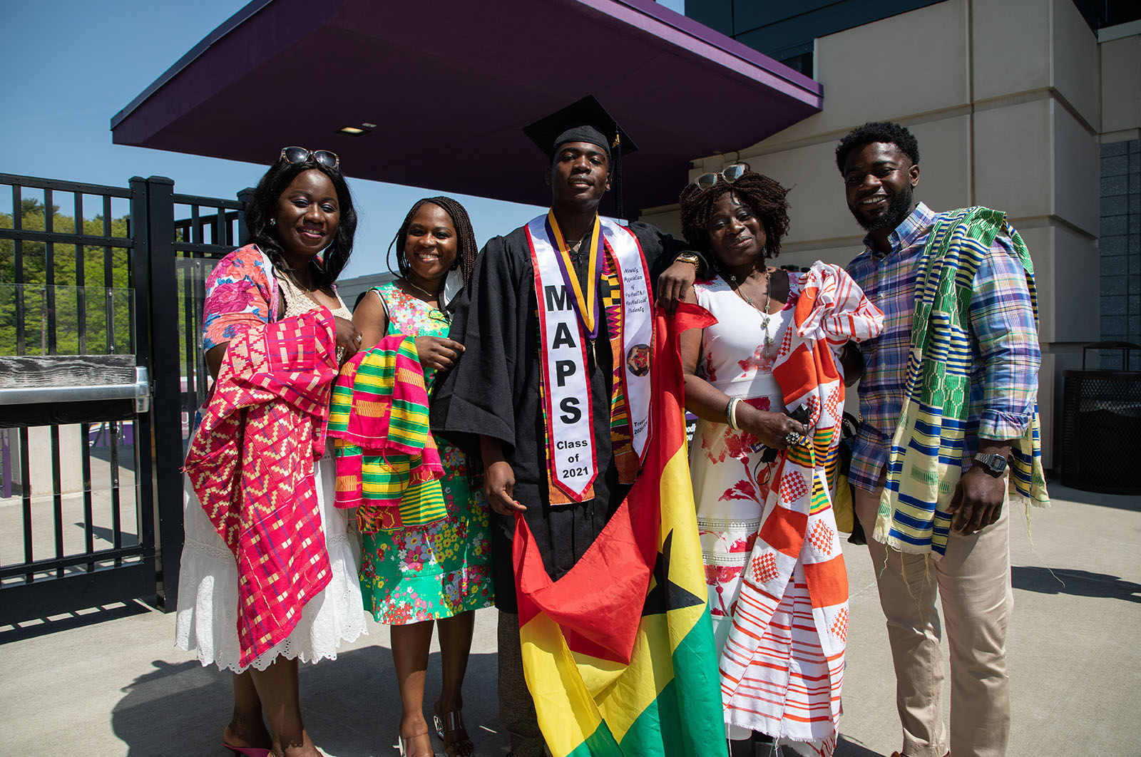 Students and parents at graduation