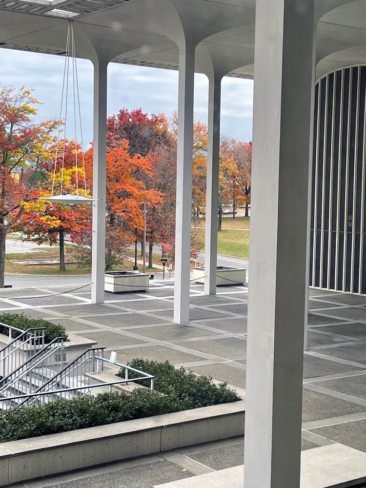 image of Humanities Building & fall leaves