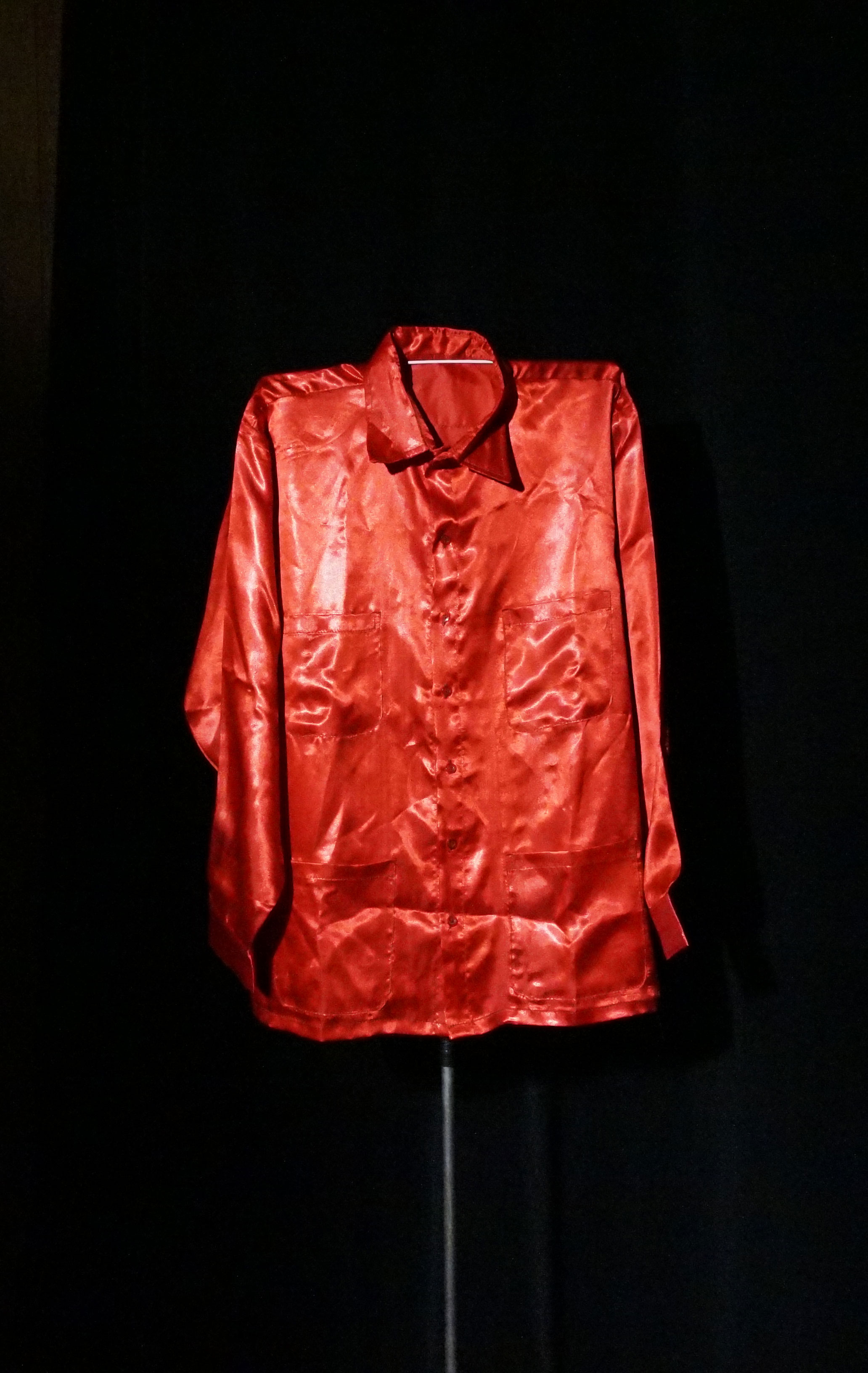 A man's red silk shirt.