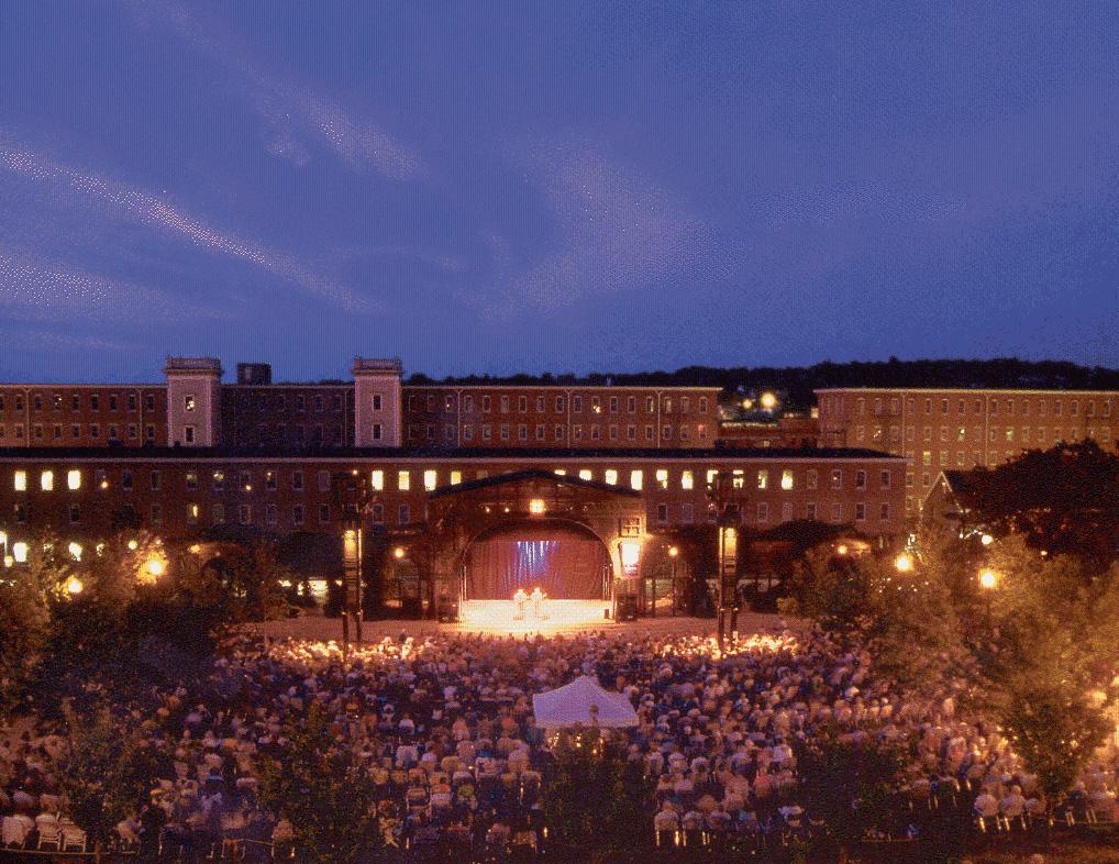 Lowell Massachusetts city at night