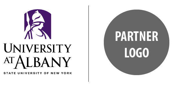 Example of how to format a partner logo with the Formal UAlbany Logo