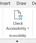 Screenshot of the Powerpoint interface showing the "Check Accessibility" button