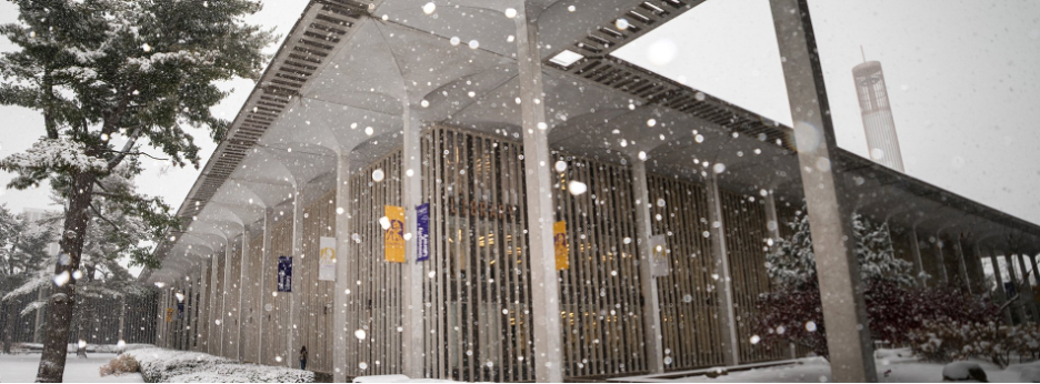 Campus Center in snowy weather.