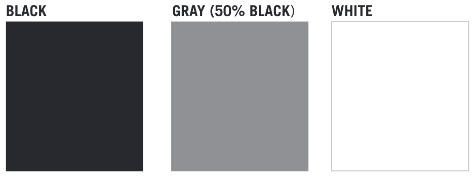 Three squares showing 100% black, 100% white and gray (50% black).
