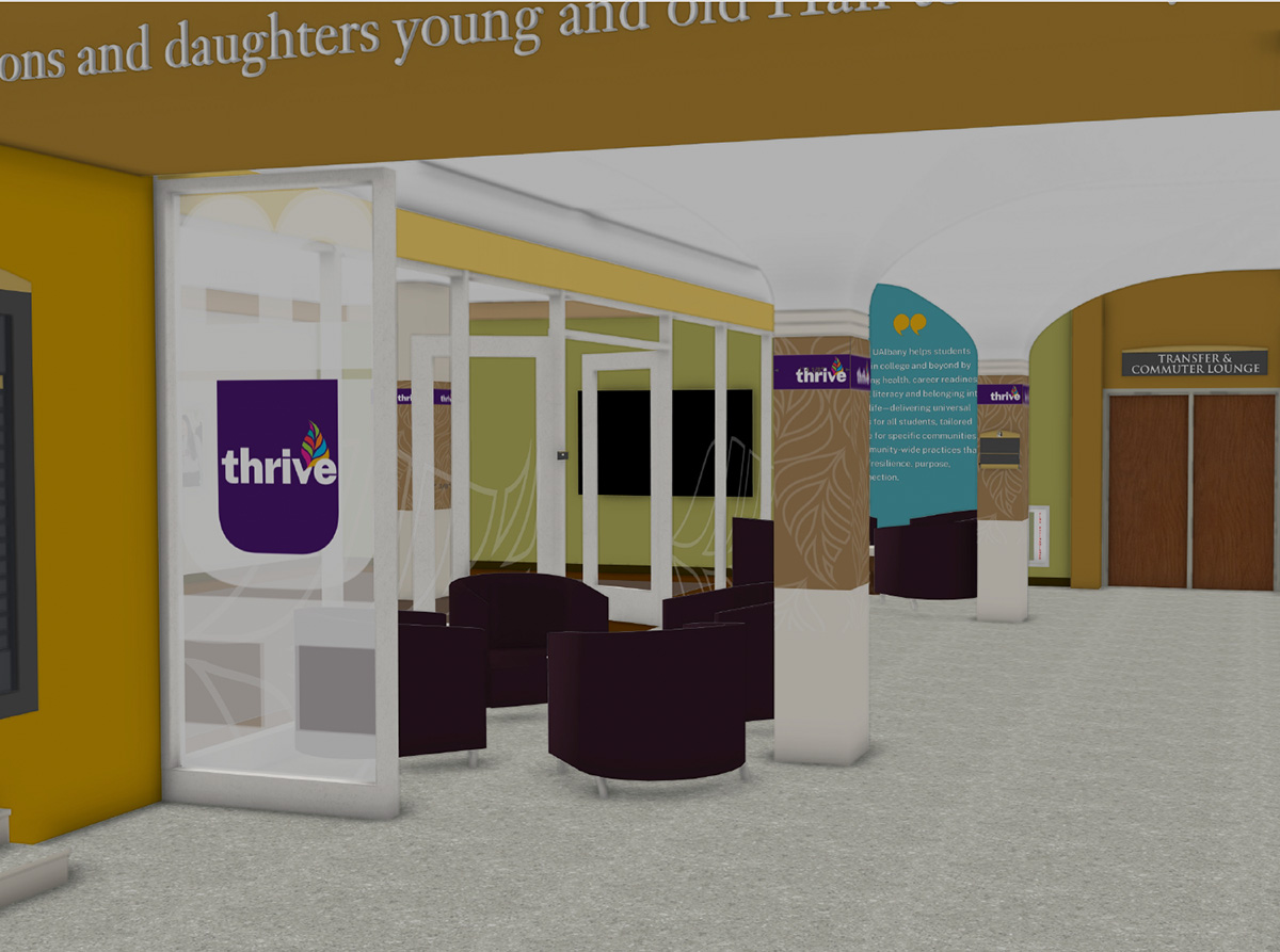 Rendering of the entrance to the Thrive Hub