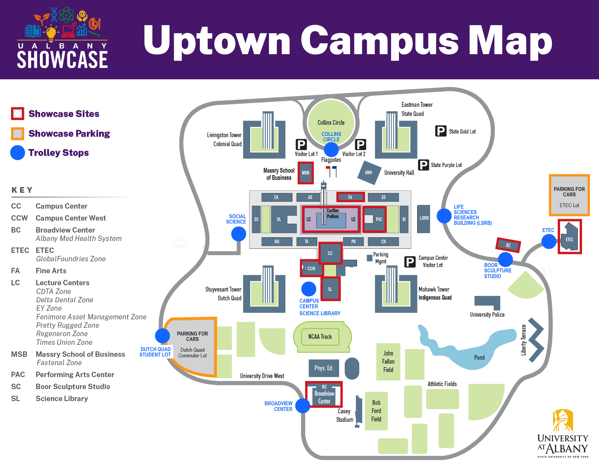 Showcase 2026 event map. Accordions below image provides detailed alt text.