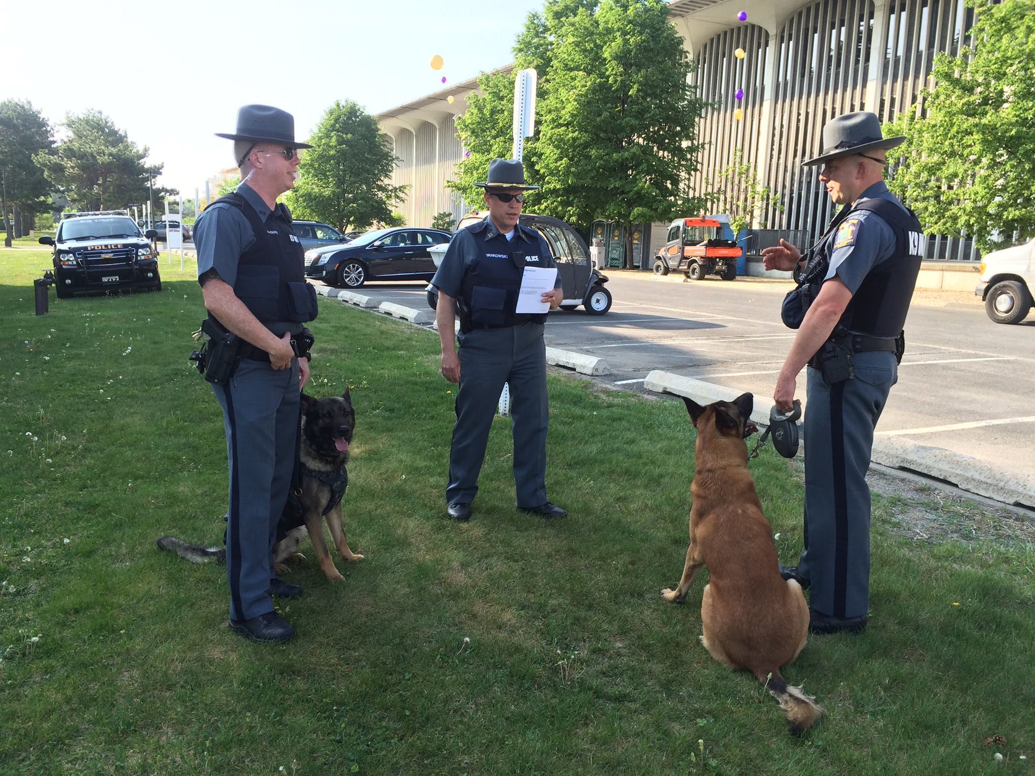 UPD Officers with K-9 Dogs on UAlbany Campus