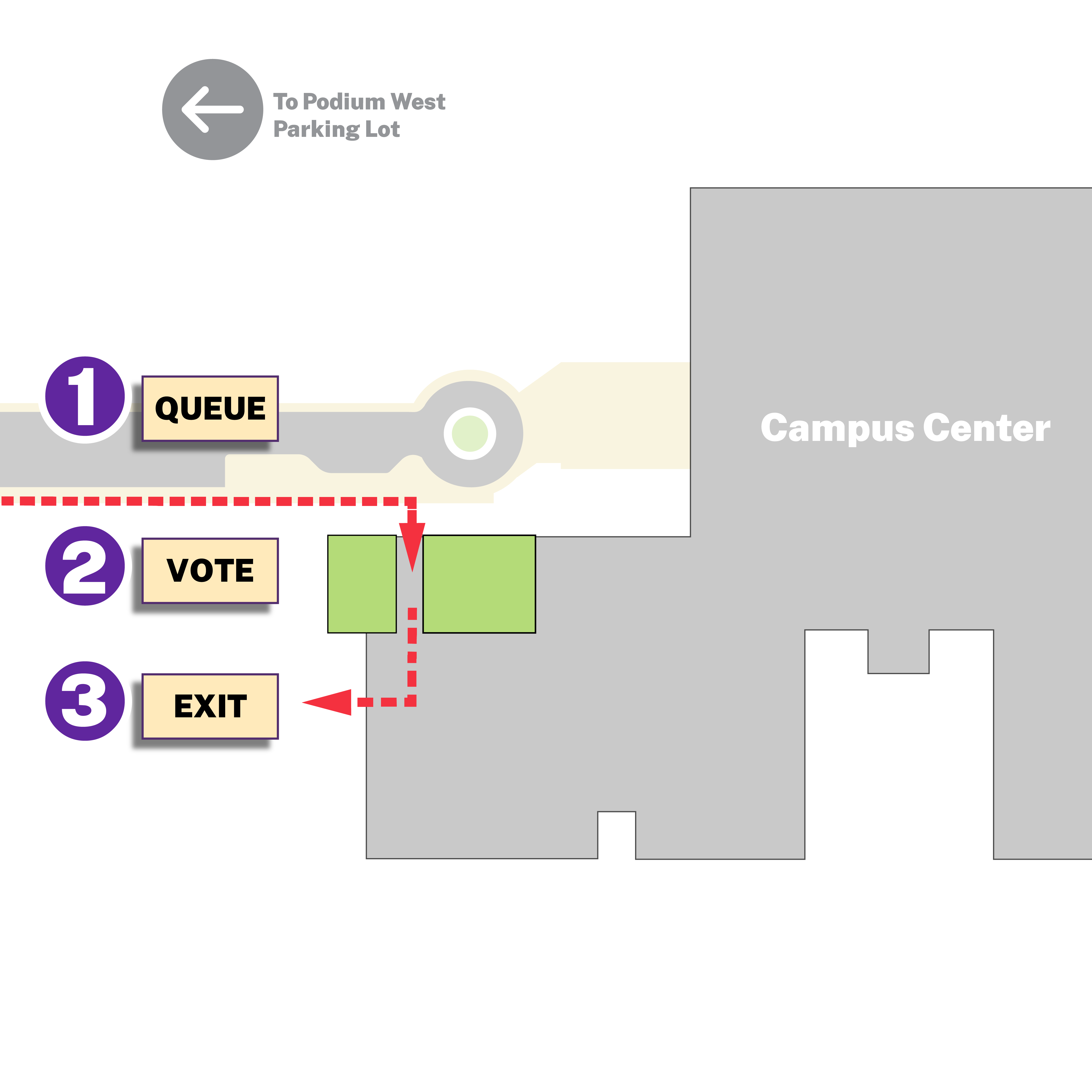 A map showing the location of the Uptown Campus polling site. Additional details are provided above this image.