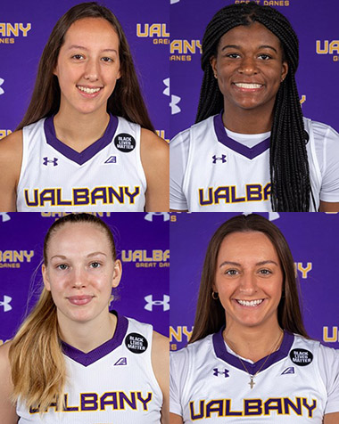 4 Women's basketball players in two rows of head shots