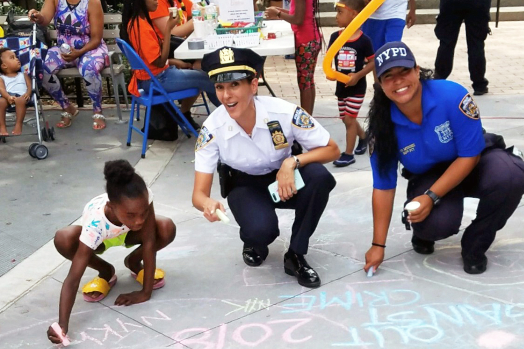 Police officers participating in a community event